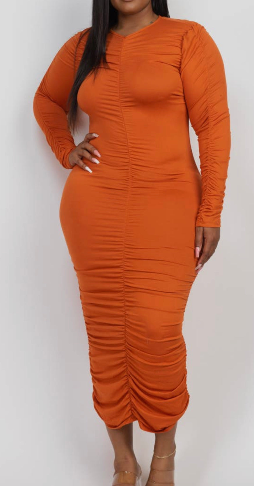 Plus Size Ruched MIDI Dress