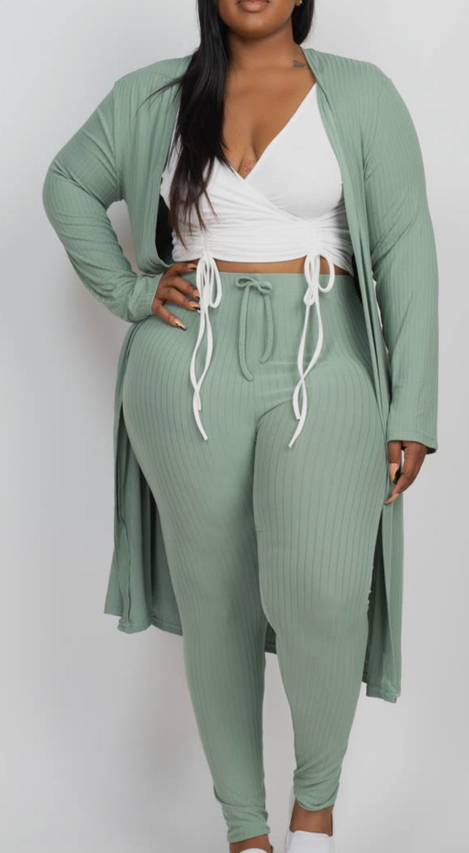 Plus Size Cardigan &Leggings set