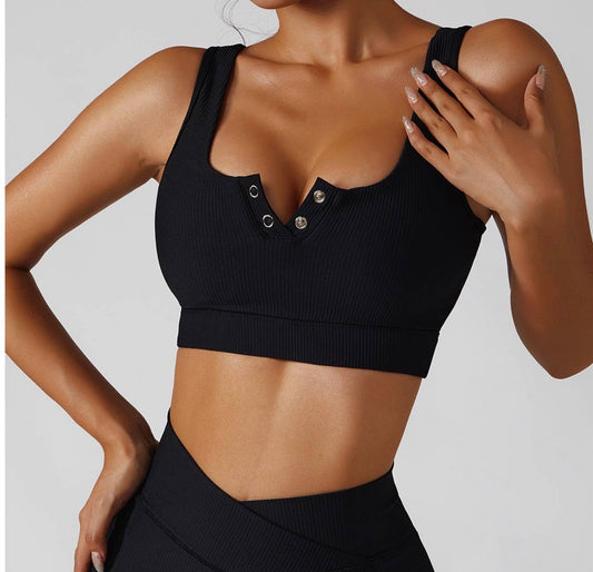 Button Ribbed crop top